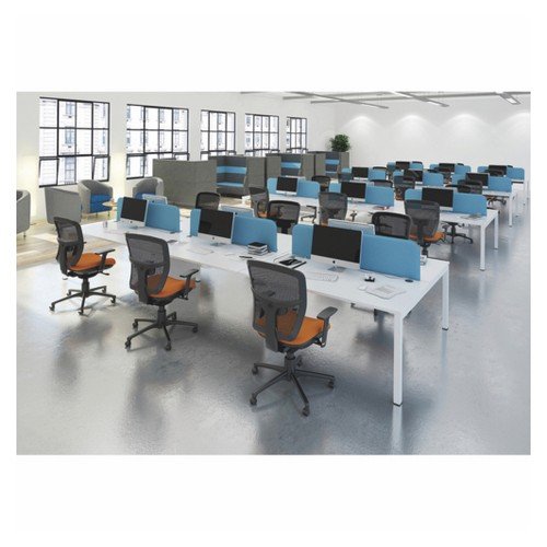 Connex Triple Back To Back Desks 4800mm X 1600mm White Frame White Top