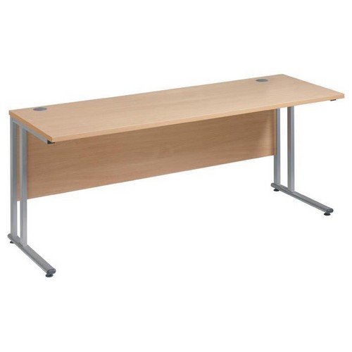Maestro 25 Sl Silver Double Upright Cantilever Desk 1000W X 800D Oak 25mm Top 18mm Back Panel