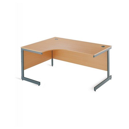 Maestro 25 Sl Sil Dble Uprgt Cant LH Ergo Desk 1800mm X 1200/800/600 Oak 25mm Top 18mm Back Panel