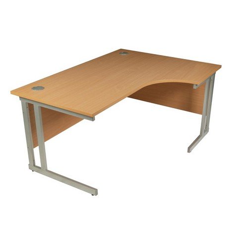 Maestro 25 SL Silver Right Hand Ergo Desk 1400mm x 1200/800/600 Walnut