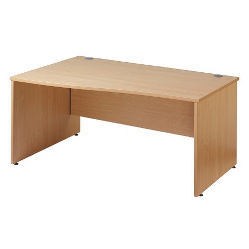 Maestro 25 Panel Left Hand Wave Desk 1600mm Oak 2 Cable Ports