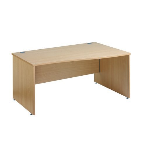 Maestro 25 Panel End Right Hand Wave Desk 1400mm Oak 2 Cable Ports