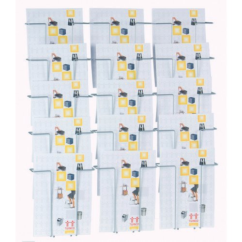 Twinco Literature Display Wall Mounted 15 Compartments A4 Silver TW51208 Literature Displays DS1859