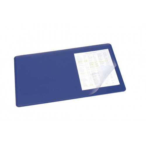 Durable Desk Mat with Transparent Overlay 53x40cm Dark Blue