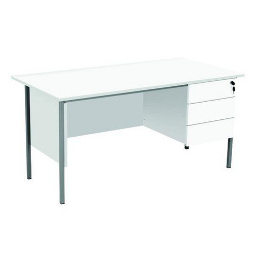 Eco 18 1500X750 4 Legged Rectangular Desk 3D Pedestal White Black