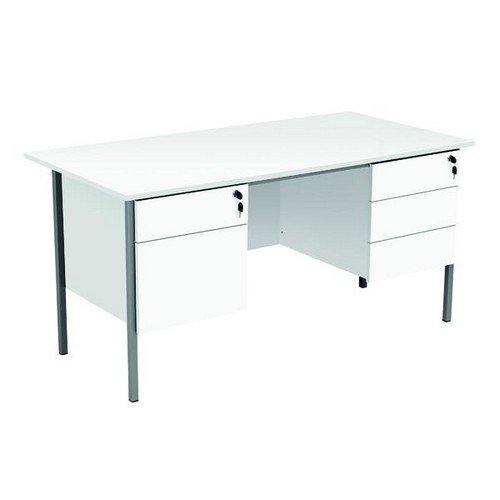 Eco 18 1500X750 4 Legged 2+3D Ped Rectangular Desk White Black