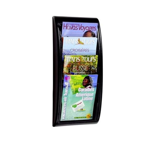 Fast Paper Quick Fit Literature Holder WallMount 4 x A4 Pockets 290x95x650mm Black Literature Displays DS2219