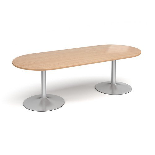 Trumpet Base Radial End Boardroom Table 2400mm X 1000mm Silver Base Beech Top