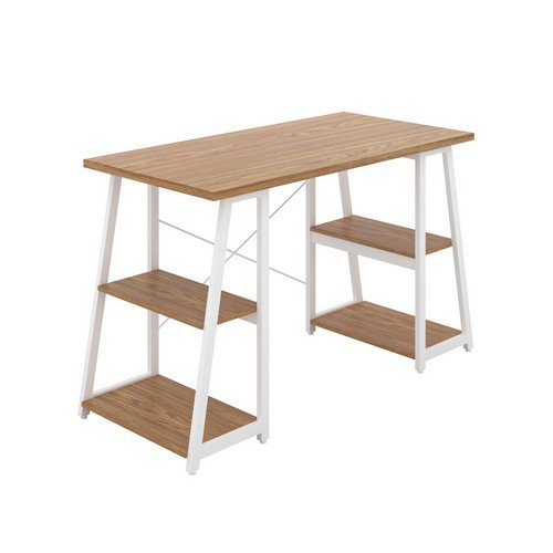 Soho Desk With Angled Shelves Nova Oak/White Leg