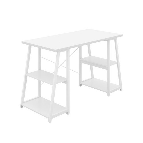 Soho Desk With Angled Shelves White/White Leg