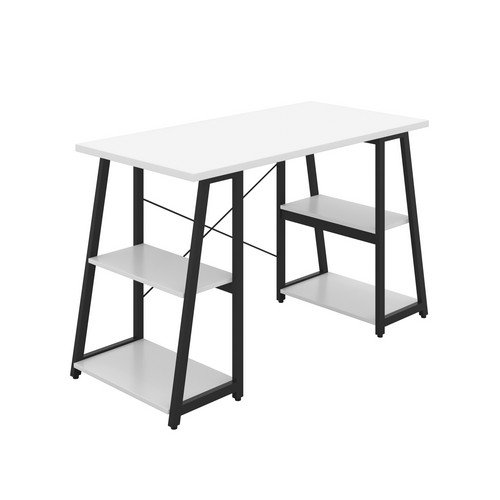 Soho Desk With Angled Shelves White/Black Leg