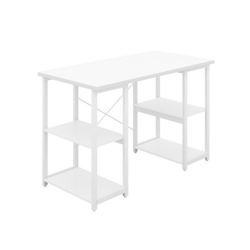 Soho Desk With Straight Shelves White/White Leg