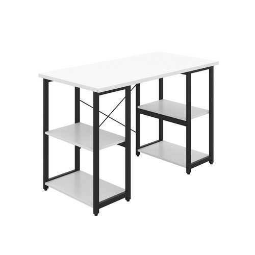 Soho Desk With Straight Shelves White/Black Leg