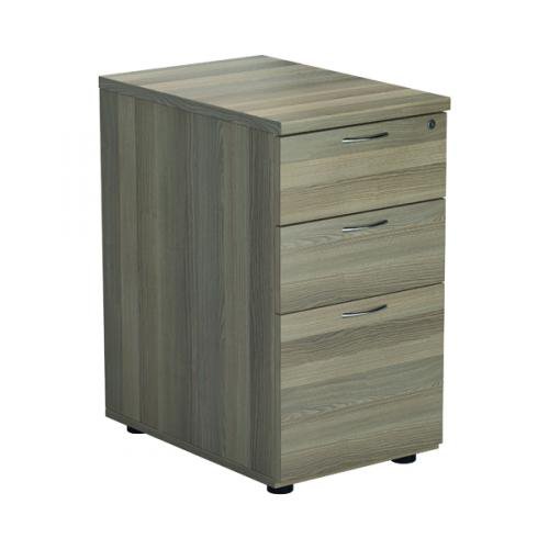 Ff Jemini Desk High 600D Pedestal 3 Drawer Grey Oak