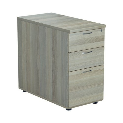 Ff Jemini Desk High 800D Pedestal 3 Drawer Grey Oak