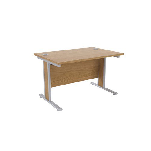 Jemini Oak/Silver 1200x800mm Rectangular Desk KF839750