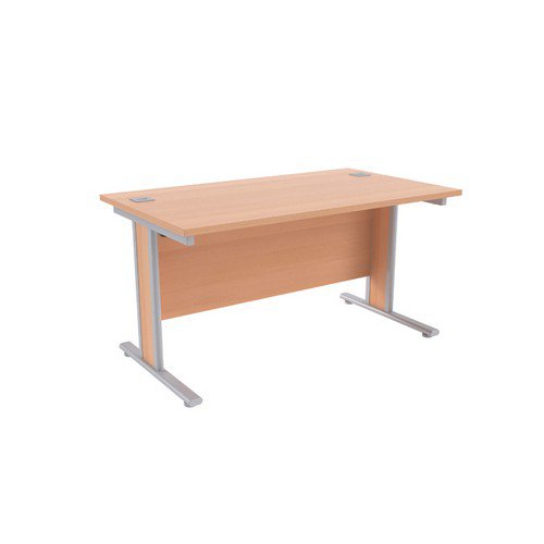 Jemini Beech/Silver 1400x800mm Rectangular Desk KF839755