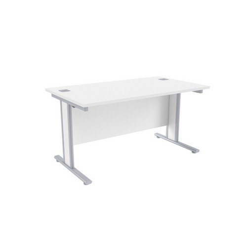 Jemini White/Silver1400x800mm Rectangular Desk KF839758