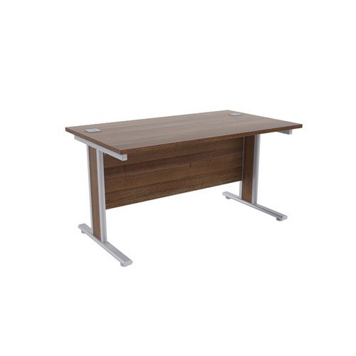 Jemini Walnut/Silver 1400x800mm Rectangular Desk KF839760