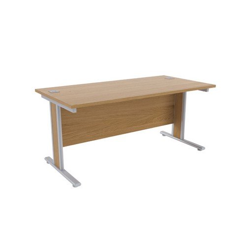 Jemini Oak/Silver 1600x800mm Rectangular Desk KF839762
