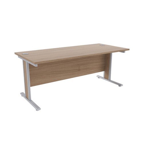 Jemini Grey Oak/Silver 1800x800mm Rectangular Desk KF839771