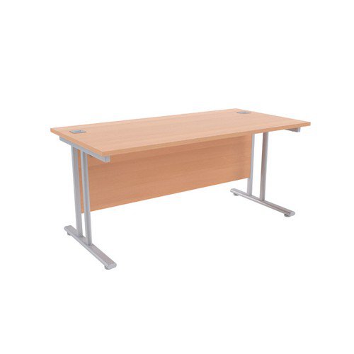 Jemini Beech/Silver W1400 x D800mm Rectangular Cantilever Desk KF839563 Office Desks DS2717