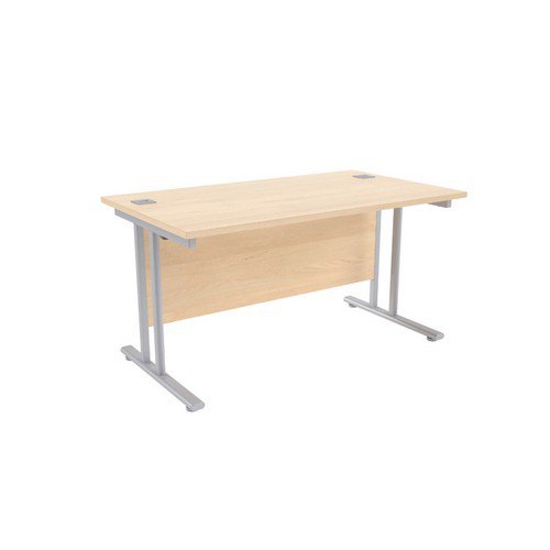 Jemini Maple/Silver W1400 x D800mm Rectangular Cantilever Desk KF839565 Office Desks DS2719