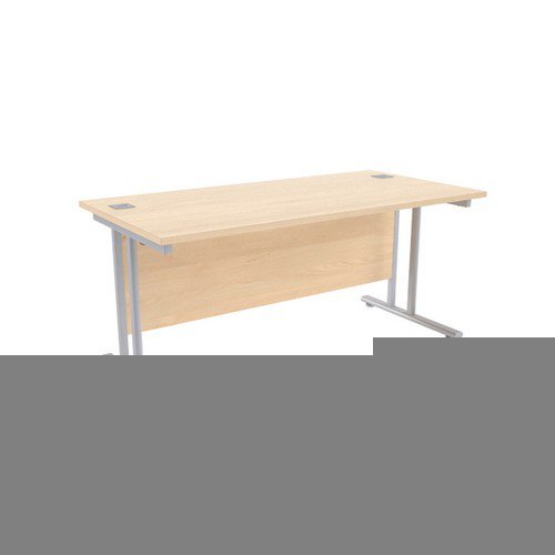 Jemini Maple/Silver W1600 x D800mm Rectangular Cantilever Desk KF839571 Office Desks DS2725