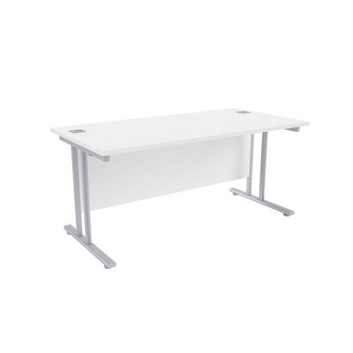Jemini White/Silver W1600 x D800mm Rectangular Cantilever Desk KF839572