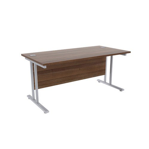 Jemini Walnut/Silver W1600 x D800mm Rectangular Cantilever Desk KF839574