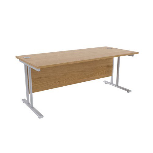 Jemini Oak/Silver W1800 x D800mm Rectangular Cantilever Desk KF839576 Office Desks DS2730