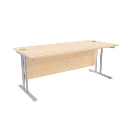 Jemini Maple/Silver W1800 x D800mm Rectangular Cantilever Desk KF839577 Office Desks DS2731