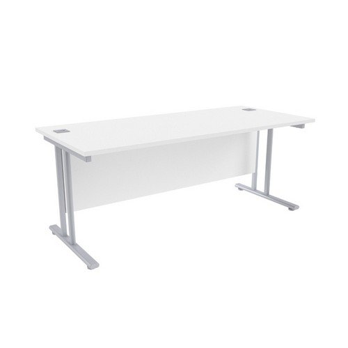 Jemini White/Silver W1800 x D800mm Rectangular Cantilever Desk KF839578