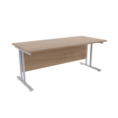 Jemini Grey Oak/Silver W1800 x D800mm Rectangular Cantilever Desk KF839579 Office Desks DS2733
