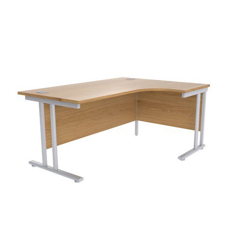 Jemini Oak/Silver 1600mm Right Hand Radial Cantilever Desk KF839618 Office Desks DS2748