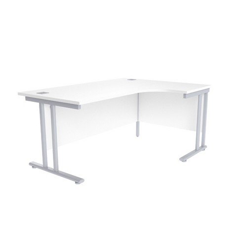 Jemini White/Silver 1600mm Right Hand Radial Cantilever Desk KF839620