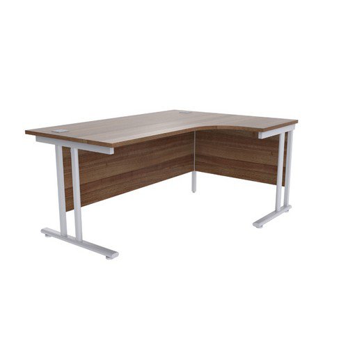 Jemini Walnut/Silver 1600mm Right Hand Radial Cantilever Desk KF839622 Office Desks DS2752