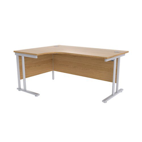 Jemini Oak/Silver 1600mm Left Hand Radial Cantilever Desk KF839624 Office Desks DS2754