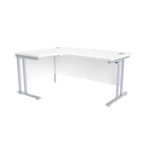 Jemini White/Silver 1600mm Left Hand Radial Cantilever Desk KF839626 Office Desks DS2756