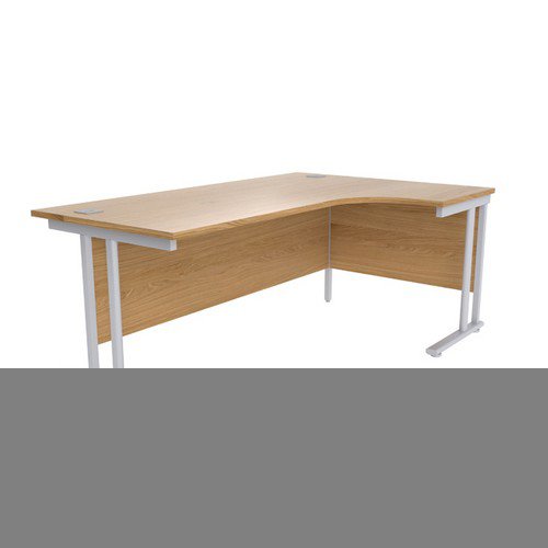 Jemini Oak/Silver 1800mm Right Hand Radial Cantilever Desk KF839630
