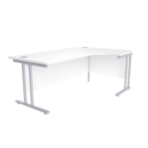 Jemini White/Silver 1800mm Right Hand Radial Cantilever Desk KF839632 Office Desks DS2762