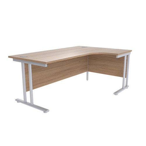 Jemini Grey Oak/Silver 1800mm Right Hand Radial Cantilever Desk KF839633 Office Desks DS2763