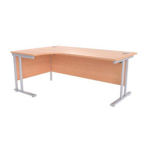 Jemini Beech/Silver 1800mm Left Hand Radial Cantilever Desk KF839635 Office Desks DS2765