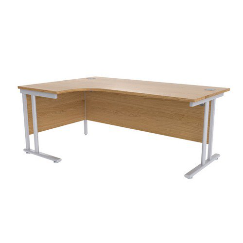 Jemini Oak/Silver 1800mm Left Hand Radial Cantilever Desk KF839636 Office Desks DS2766