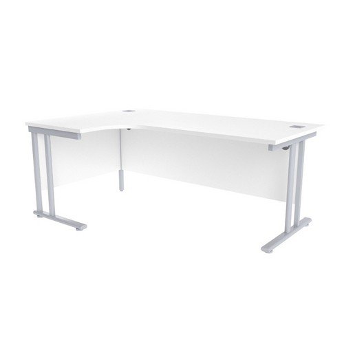 Jemini White/Silver 1800mm Left Hand Radial Cantilever Desk KF839638