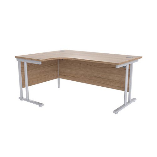 Jemini Grey Oak/Silver 1800mm Left Hand Radial Cantilever Desk KF839639 Office Desks DS2769