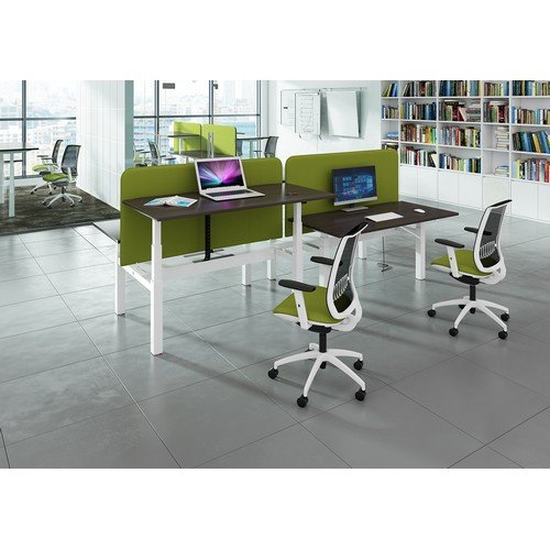 Elev8 Touch Sit-Stand Back-To-Back Desks 1400mm X 1650mm Silver Frame And White Top