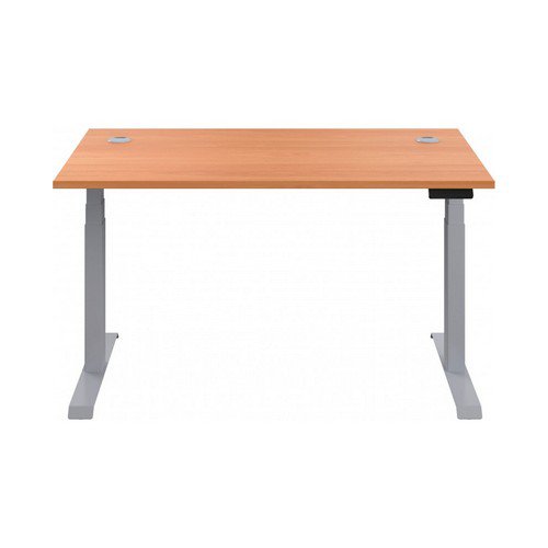 Jemini Sit Stand Desk 1200x800mm Beech/Silver KF809685