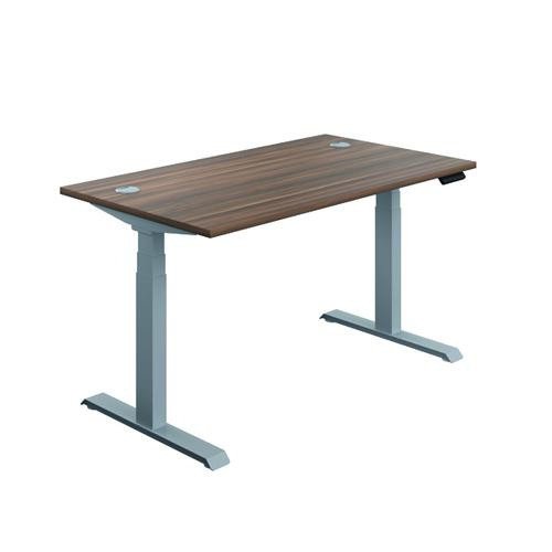 Jemini Sit Stand Desk 1200x800mm Dark Walnut/Silver KF809692