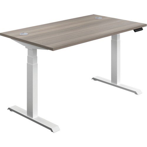 Jemini Sit Stand Desk 1200x800mm Grey Oak/White KF809760